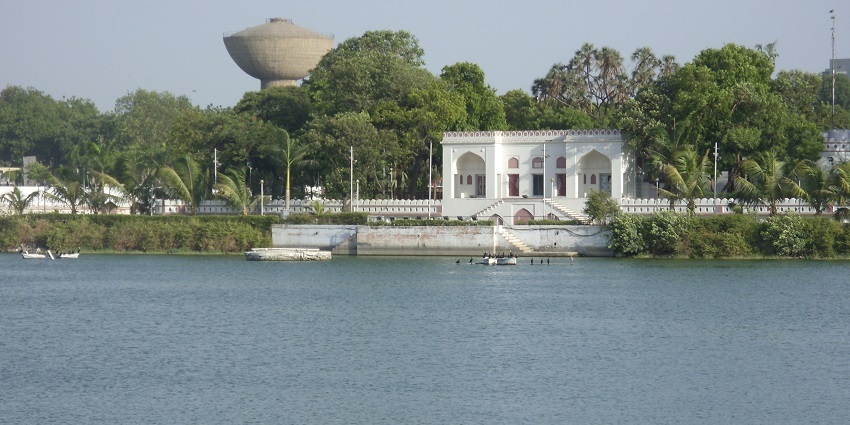 Panoramic view of the Kankaria Lake in Ahmedabad where you can go boating