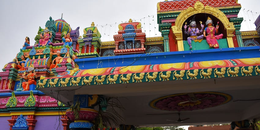 Kanyaka Parameswari Temple hosts elaborate ceremonies, vibrant decorations, and cultural performances.