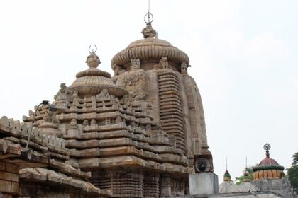 A breathtaking view of the Kapileswar Temple with stunning architecture during the day.