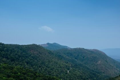 Great vista of the hill stations in Karnataka, with their undulating green hills.