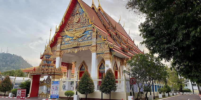 Karon Temple Market is a market area in the temple premises offering several items.
