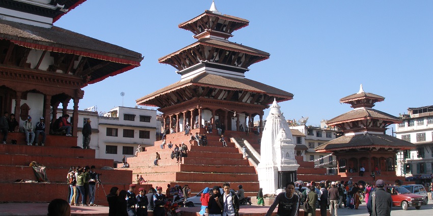 Image is showing Kathmandu Durbar Square showcasing traditional Newar architecture.