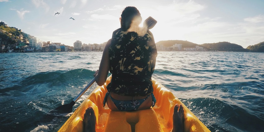 Kayaking is among those water sports in Goa in September that require paddling.
