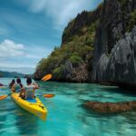 Scenic view of a group of tourists kayaking, one of the best water sports in South goa