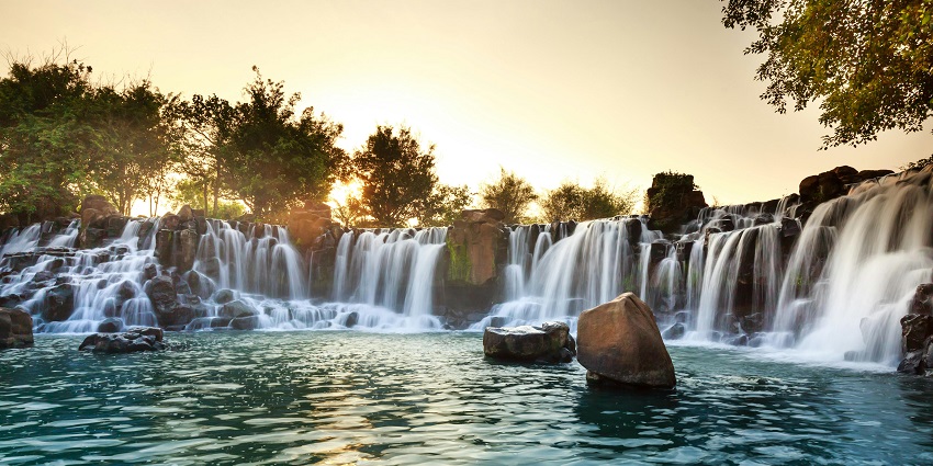 A serene glimpse of waterfalls confluence at Koel & Burha in the Betla National Park.