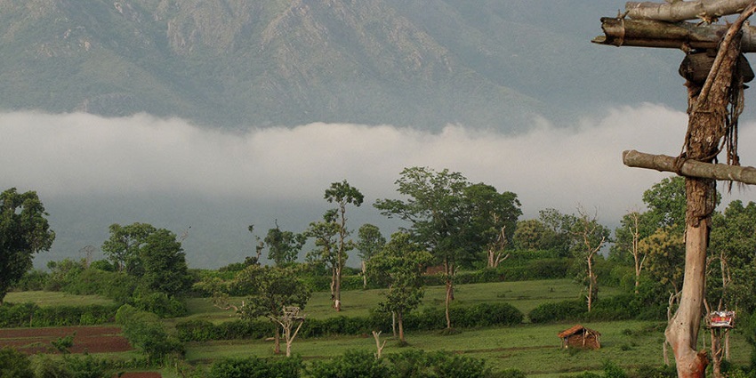 Snapshot of the Rural village geography nature scenery in the hills of the Kemmanagundi