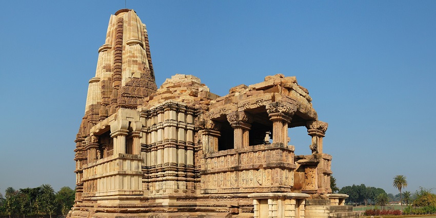 Image of beautiful temple at the ancient sites of Khajuraho during day time