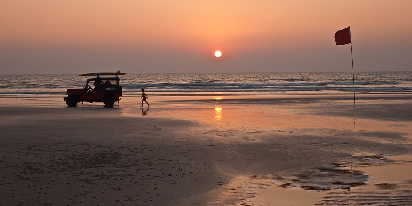 Beautiful sunset view from the iconic hidden beach in North Goa–The Khandala Beach