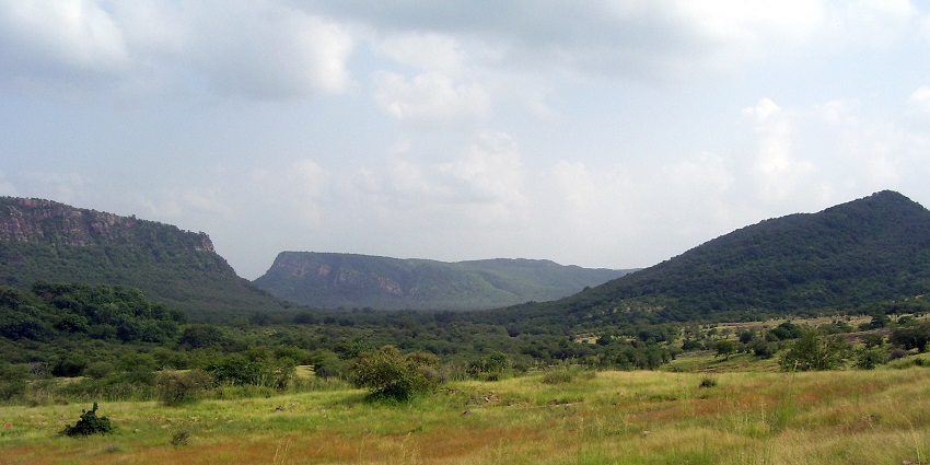 A view of Kheoni Wildlife Sanctuary in Dewas, India, showing the sanctuary's area boundaries