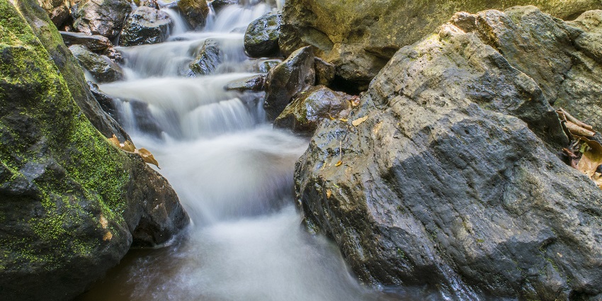 Waterfall flowing with full force near one of the Araku Valley Waterfalls.