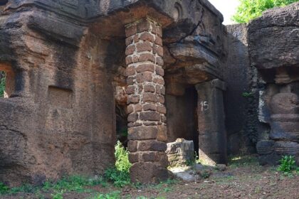 A view of the Kolvi caves located at Kolvi village in Jhalawar district, Rajasthan.