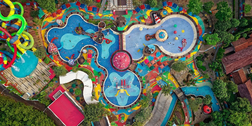 Krazy Castle Aqua Park in Raipur has a castle-like setting and a rain dance arena