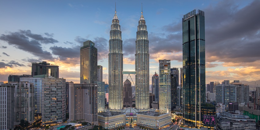 The Petronas Twin Towers in Kuala Lumpur, Malaysia, iconic skyscrapers and landmark.