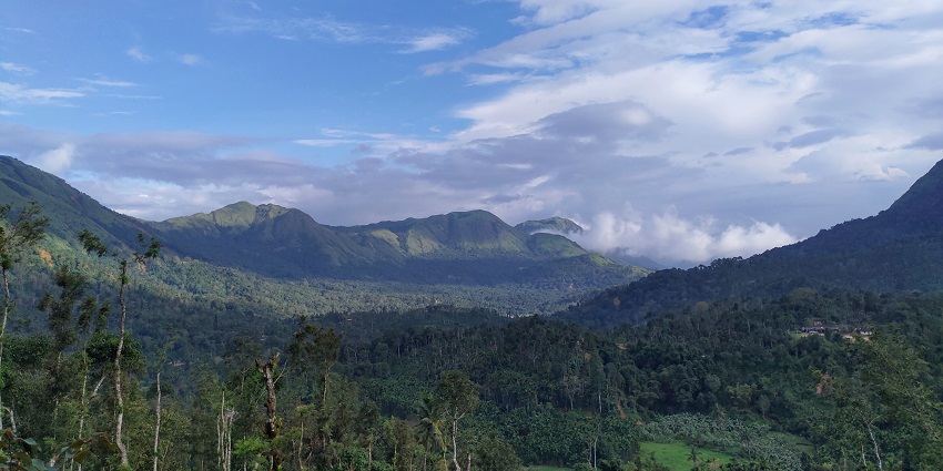 Majestic views of the Kudremukha terrain cvovered in the lush green forest of the western Ghats