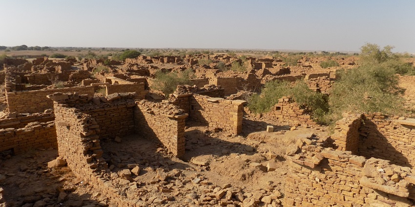 Kuldhara, an abandoned village, is a famous attraction in Rajasthan exuding eerie mystery.