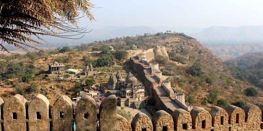 A view of the majestic Kumbhalgarh Fort, a famous place near Shergarh Wildlife Sanctuary.