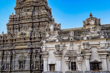 Exterior of 11th-century Kurmanatha Swamy Temple in Srikurmam, Andhra Pradesh.