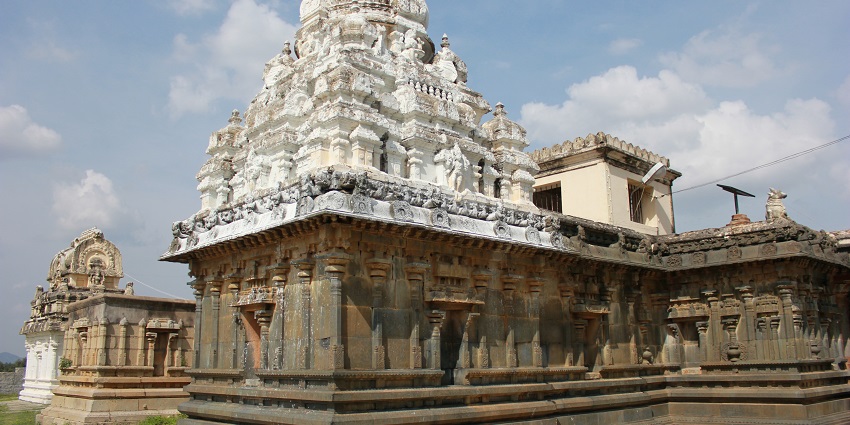 A view of the ancient Someshwara temple in Kurudumale, Karnataka.
