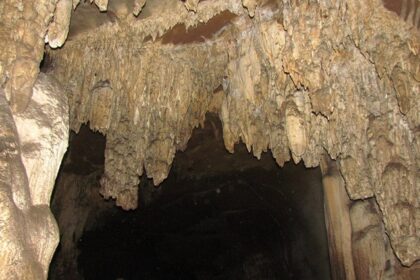 Inside view of the Kutumsar Caves, which showcases the naturally formed limestones.