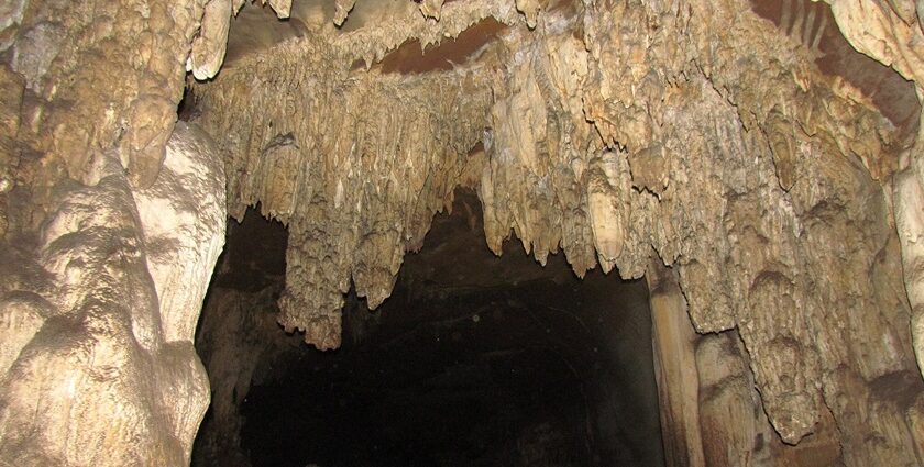 Inside view of the Kutumsar Caves, which showcases the naturally formed limestones.