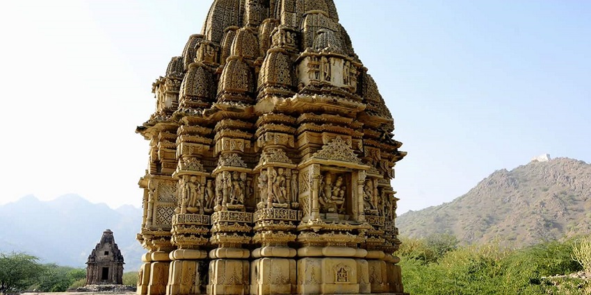 Close up view of the intricate and detailed architecture of the temple
