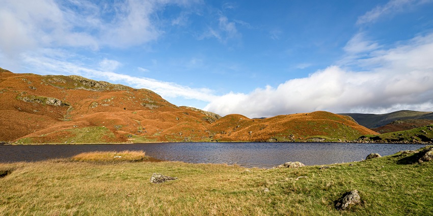 Mesmerising view of a lake surrounded by lush meadows, offering a sight worth capturing