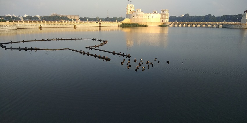 The sunrise view of the Lakhota palace and museum.