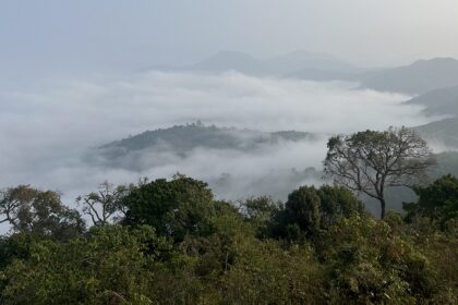 Panoramic picture of the beautiful Place to visit inLambasingi which is covered with clouds