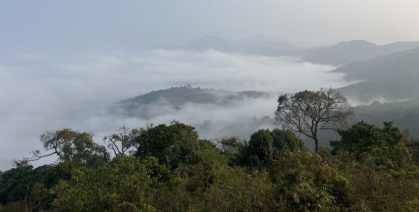 Panoramic picture of the beautiful Place to visit inLambasingi which is covered with clouds