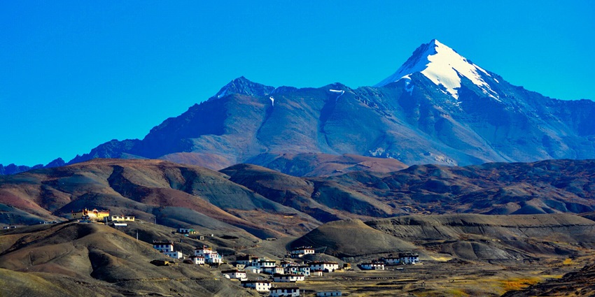 Langza Village in Spiti Valley has traditional houses and mountains. A charming place to see in Spiti Valley in May