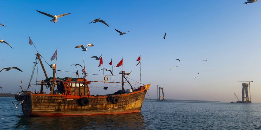 Dwarka Underwater Museum is located off the coast of Dwarka with its fishing boats