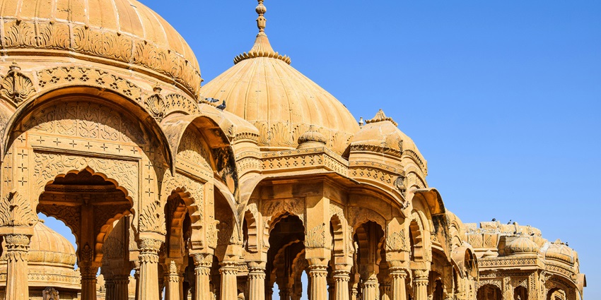 An image of intricate carvings and designs at the Jaisalmer Fort Palace Museum, Rajasthan.