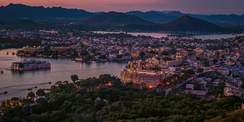 Panoramic view of the beautiful Udiapur city which is home to iconic wildlife and jungle safari