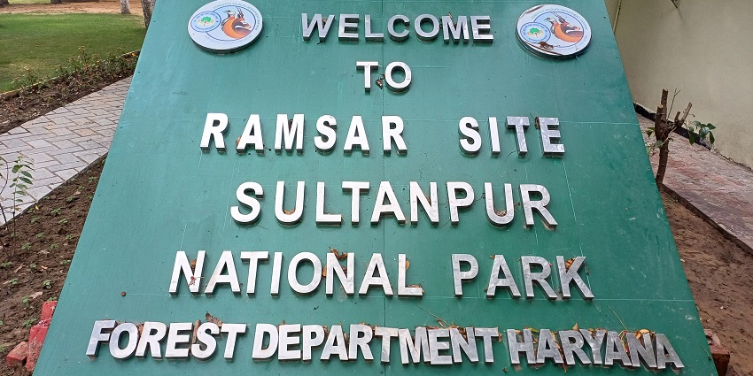 Signage of Sultanpur National Park.