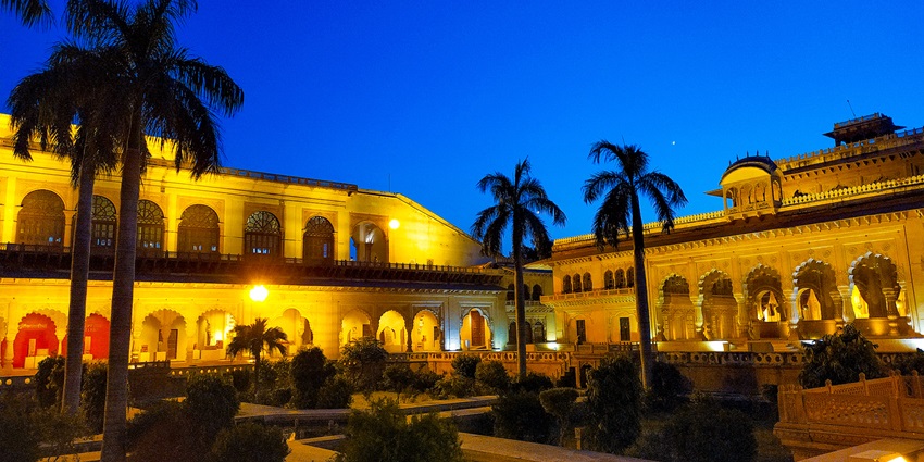 Bharatpur Museum with grand arched facade, domes, and historical architectural style