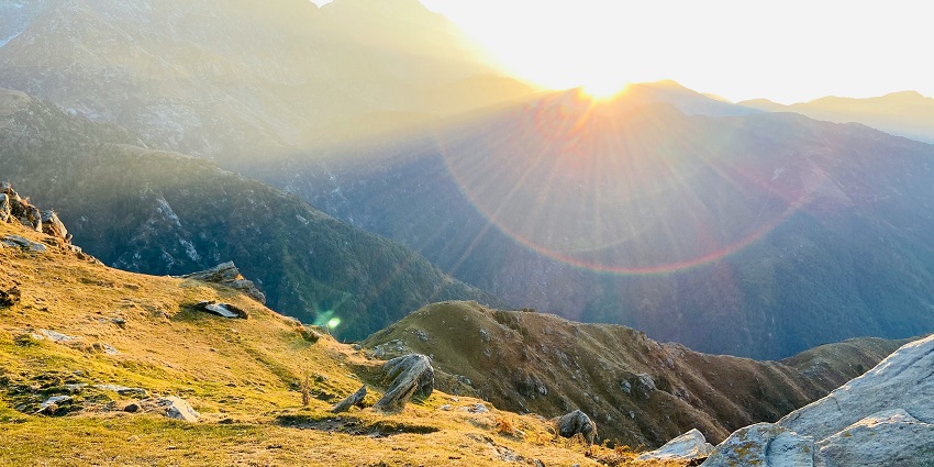 An image of a morning view from Triund top in the state of Himachal Pradesh, India.
