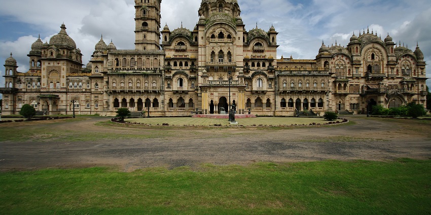 Lakshmi Vilas Palace, home to the Maharaja Fateh Singh Museum, showcasing grand architecture.