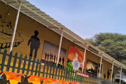 Longewala Museum and war memorial features paintings of the Indian army and a map