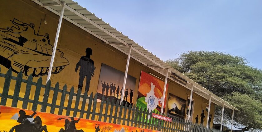 Longewala Museum and war memorial features paintings of the Indian army and a map