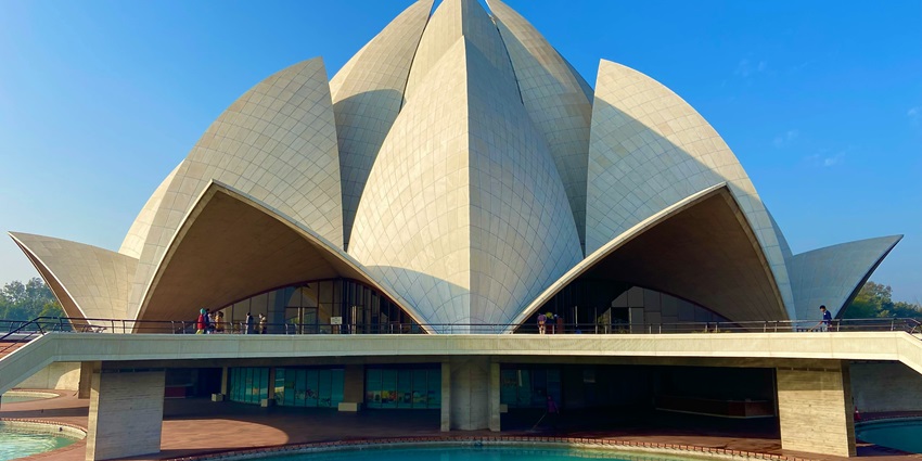 Image of a the Lotus Temple, an architectural marvel resembling a lotus flower