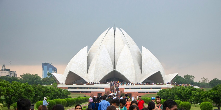 Lotus Temple is one of the places to visit in Delhi near Quwwat-ul-Islam Mosque.