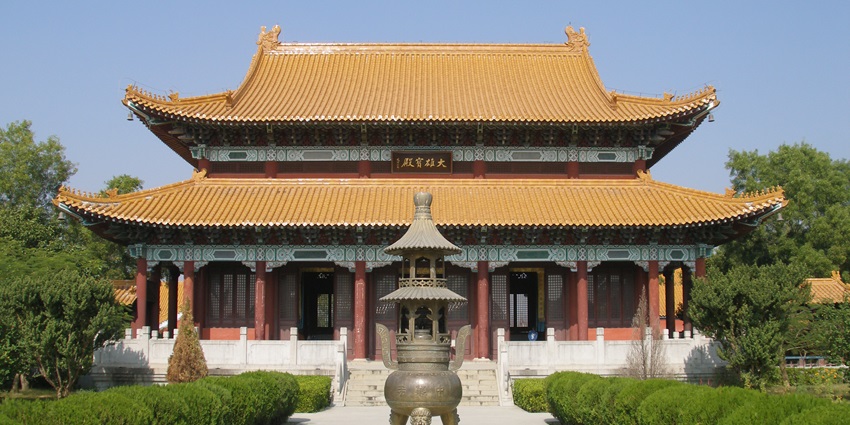 The Maitreya Temple in Lumbini, one of the popular temples in Nepal, birthplace of Buddha.