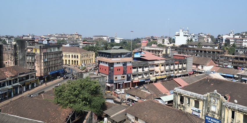 Aerial view of the idyllic Madgaon city in the South Goa. One of the best places to discover