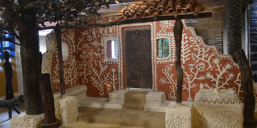 View inside the halls of the Madhya Pradesh Tribal Museum, one of the famous cultural sites