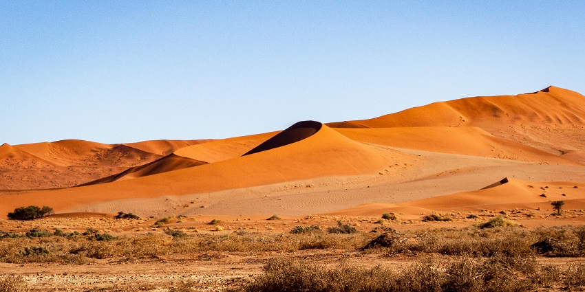 The landscape picture of the dunes in the desert similar to the Mahabar Sand dunes