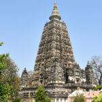 An image of the serene Mahabodhi Temple located in Bodh Gaya in the Indian state of Bihar.