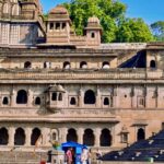 Maheshwar Ghats and Ahilya Fort by the Narmada River in Madhya Pradesh.