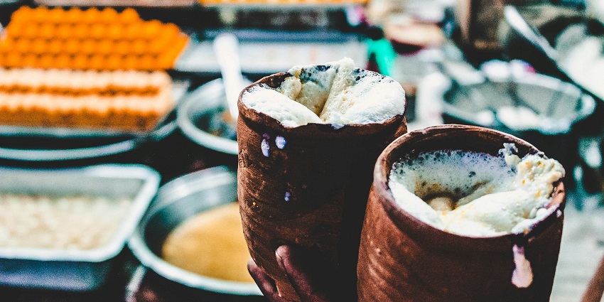 Makhania Lassi, a rich yoghurt drink with dry fruits, cools down, a famous drink.