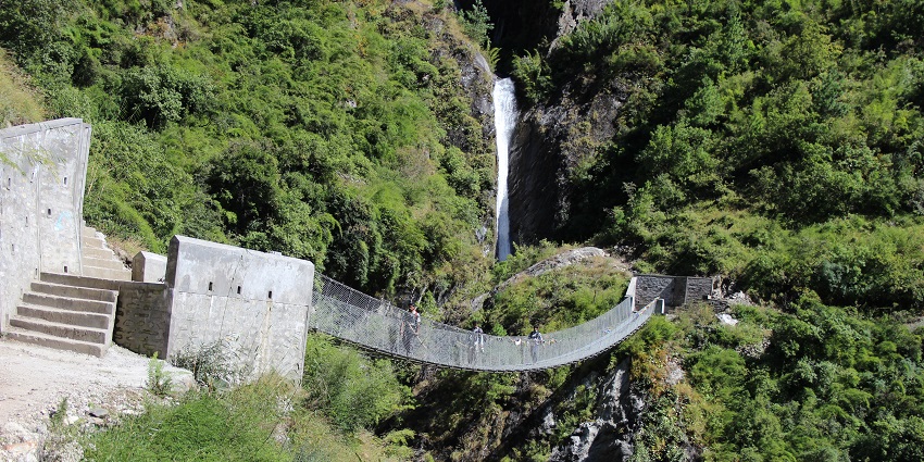 Stunning view of Manaslu Circuit trek with rough mountains and classic villages.