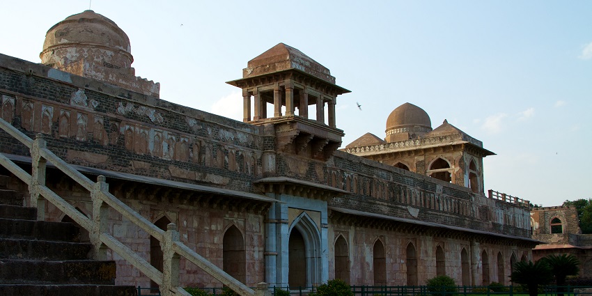 The historical grandeur of the majestic Mandu Fort, surrounded by lush garden